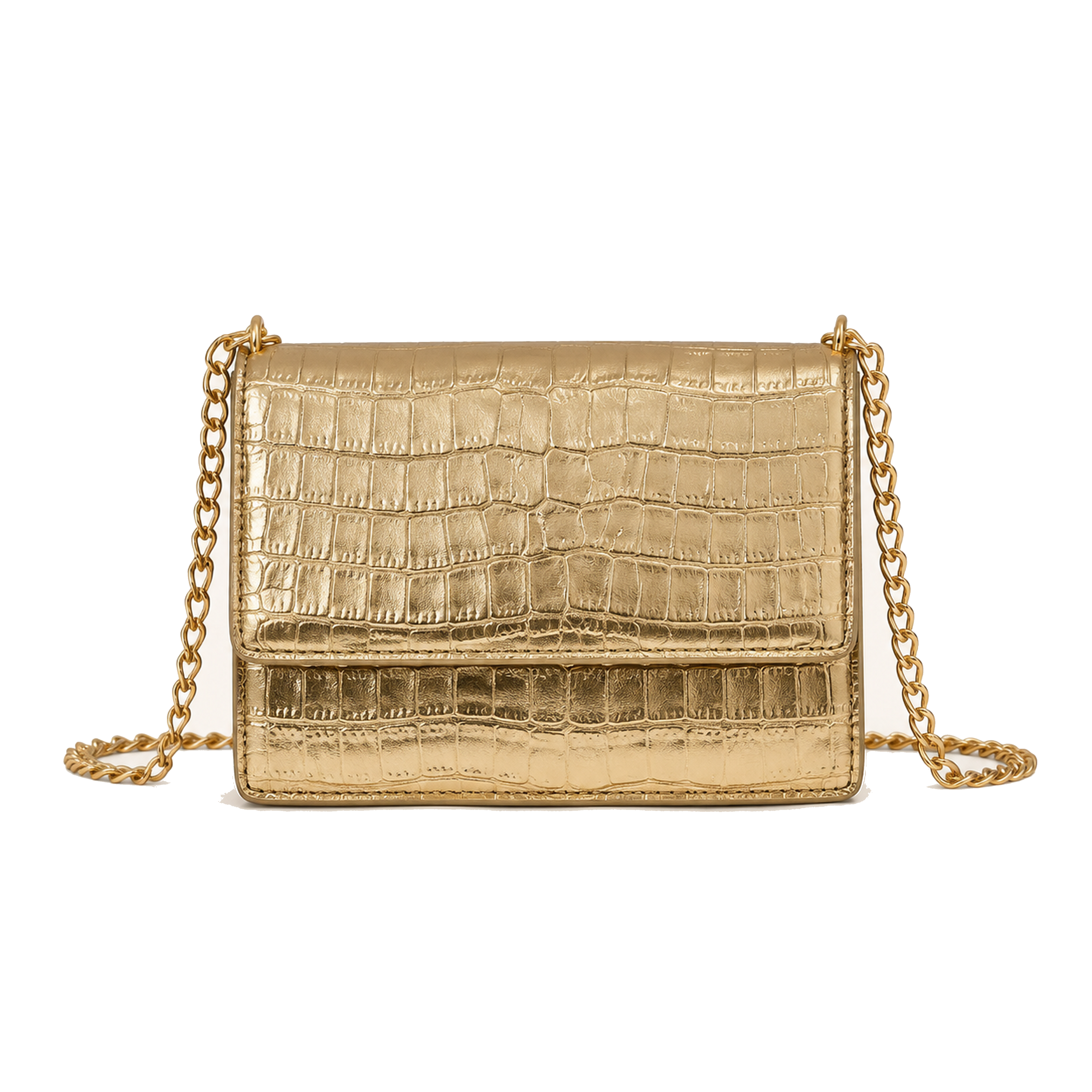 Bolsa Dourada Croco
